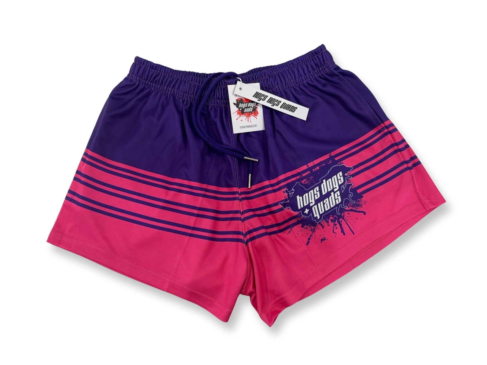 Footy Shorts - Pink & Purple - Hogs Dogs Quads Shop