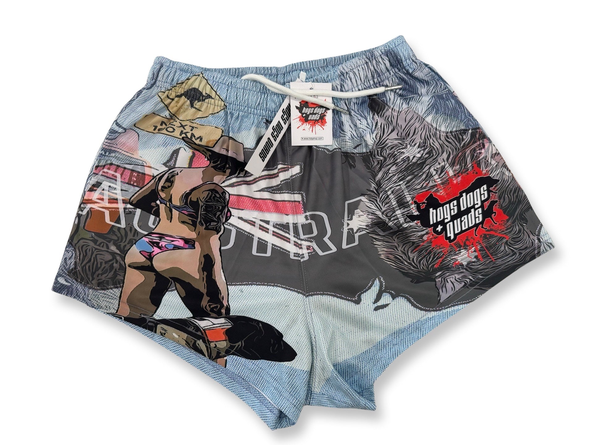 Footy Shorts - Aus Map Print - Hogs Dogs Quads Shop