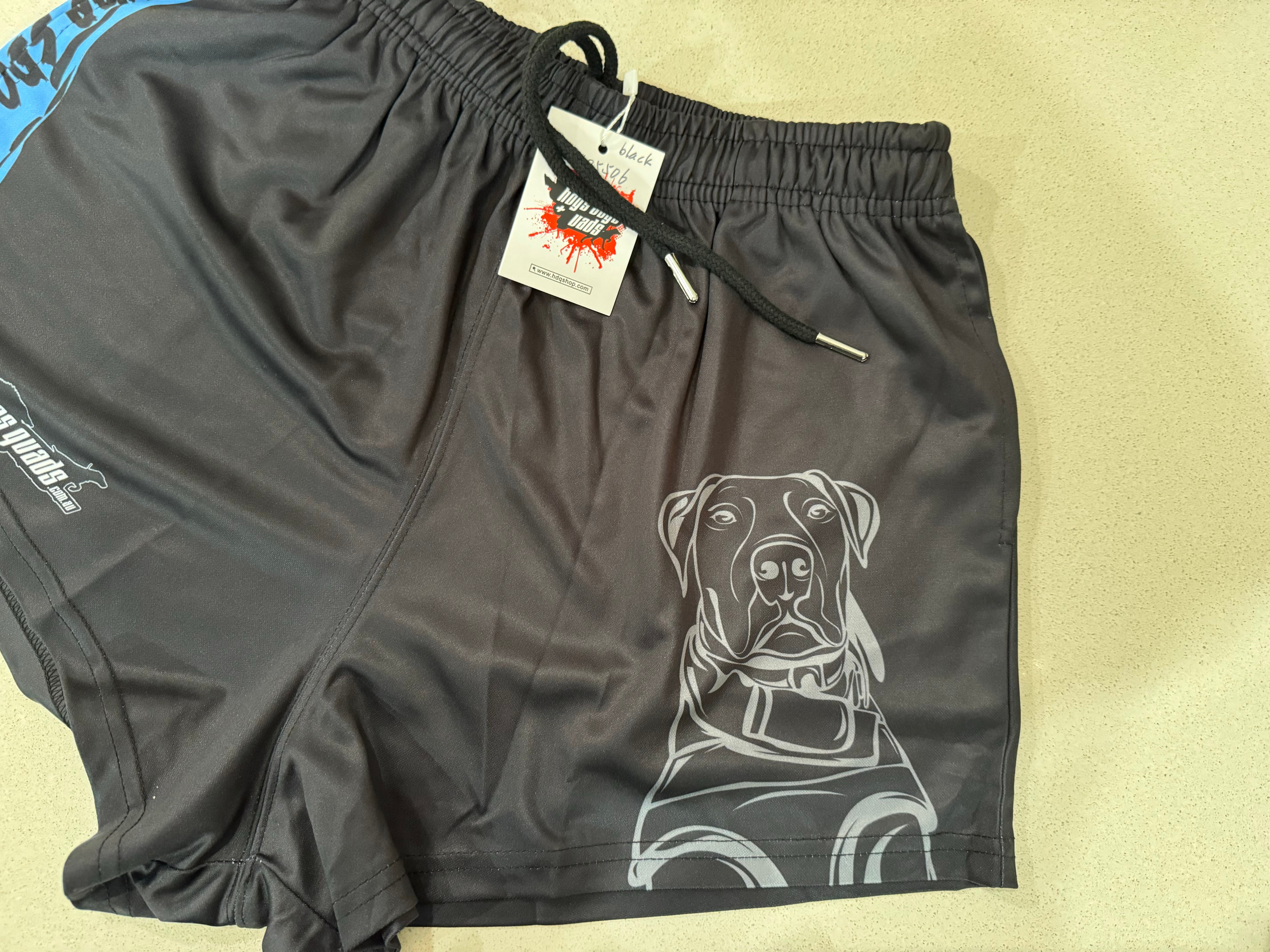 🔥NEW🔥 Footy Shorts - Pig Dog Black Blue stripe