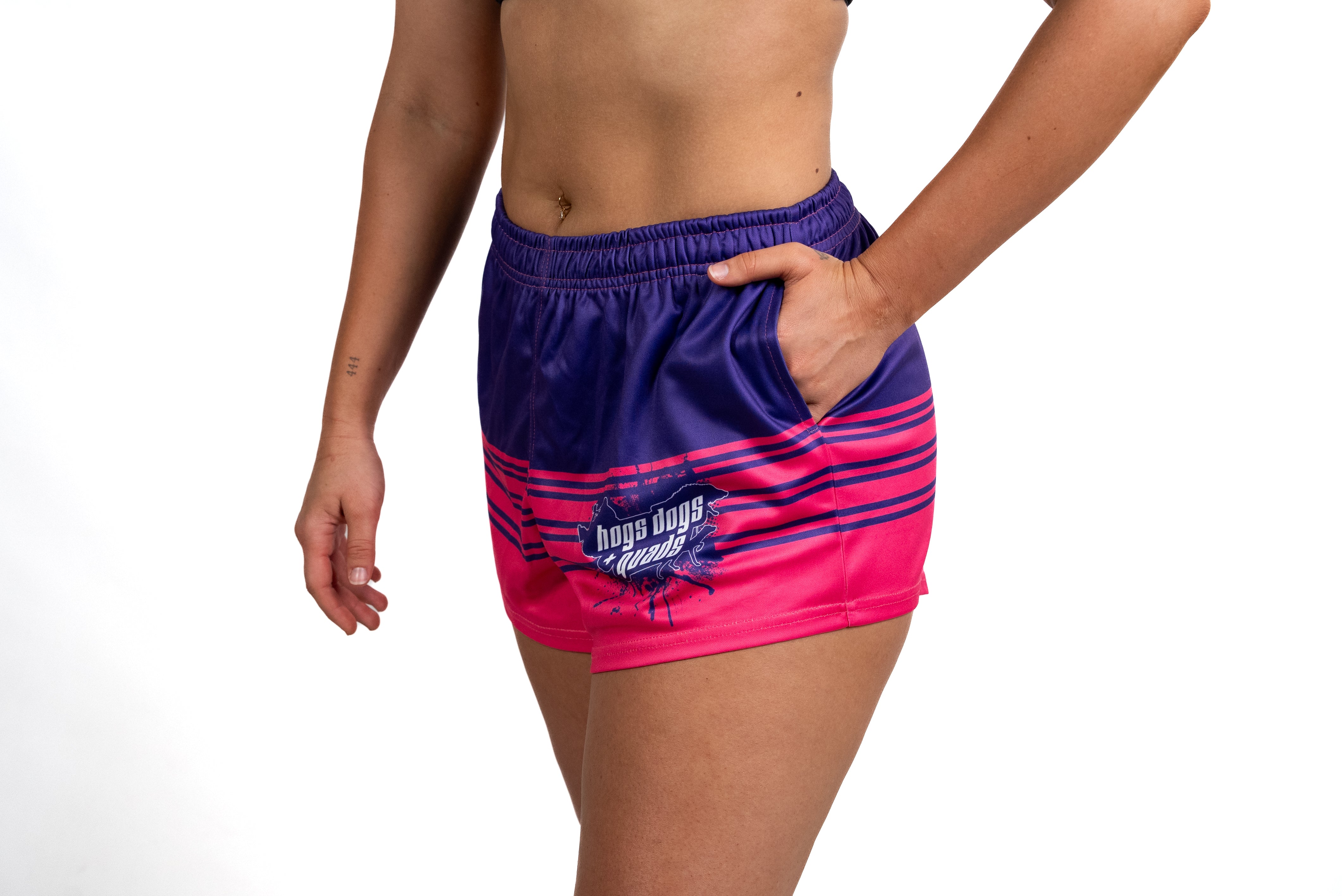 Footy Shorts - Pink & Purple - Hogs Dogs Quads Shop