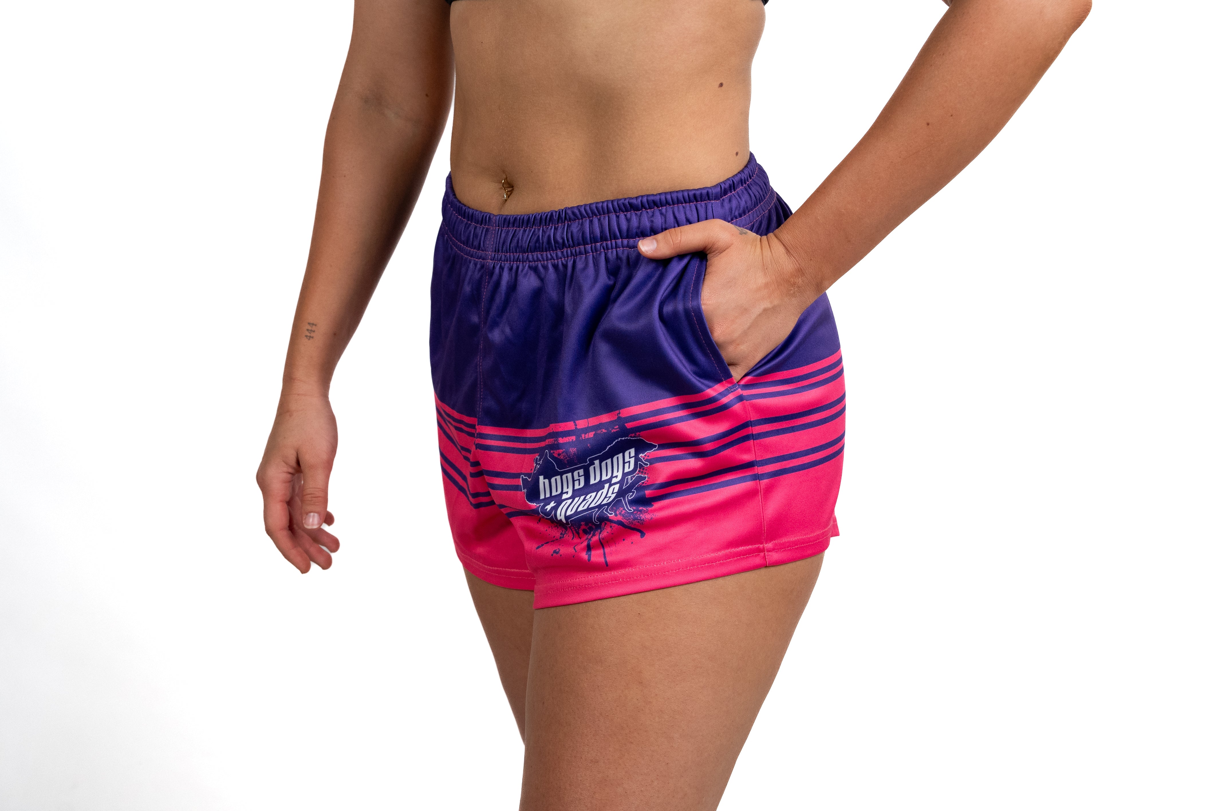 Footy Shorts - Pink & Purple - Hogs Dogs Quads Shop