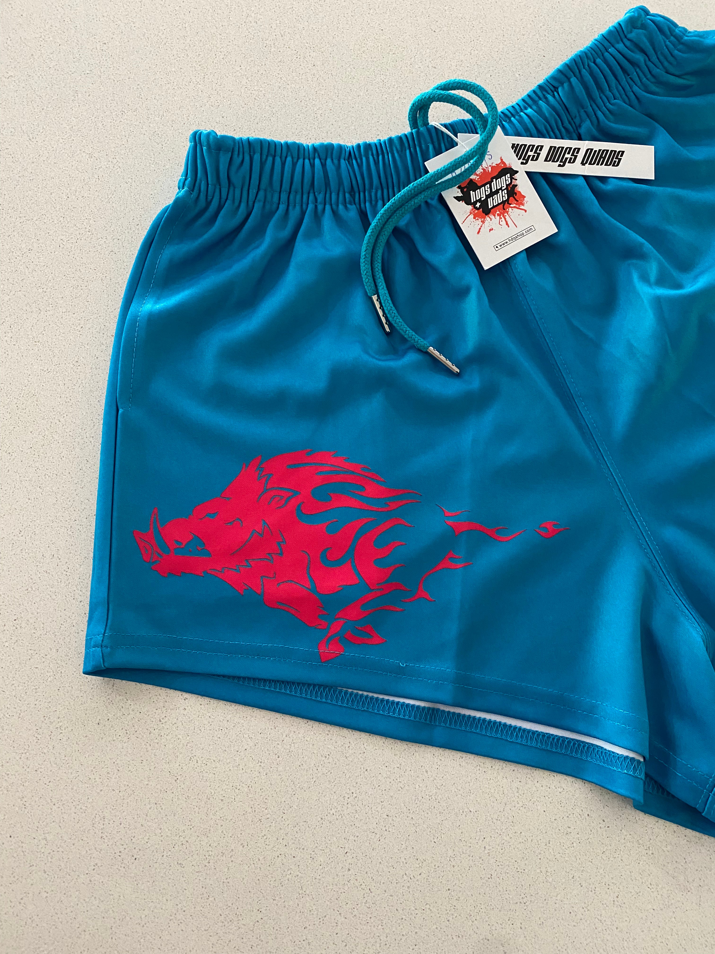 Footy Shorts - Teal - Hogs Dogs Quads Shop