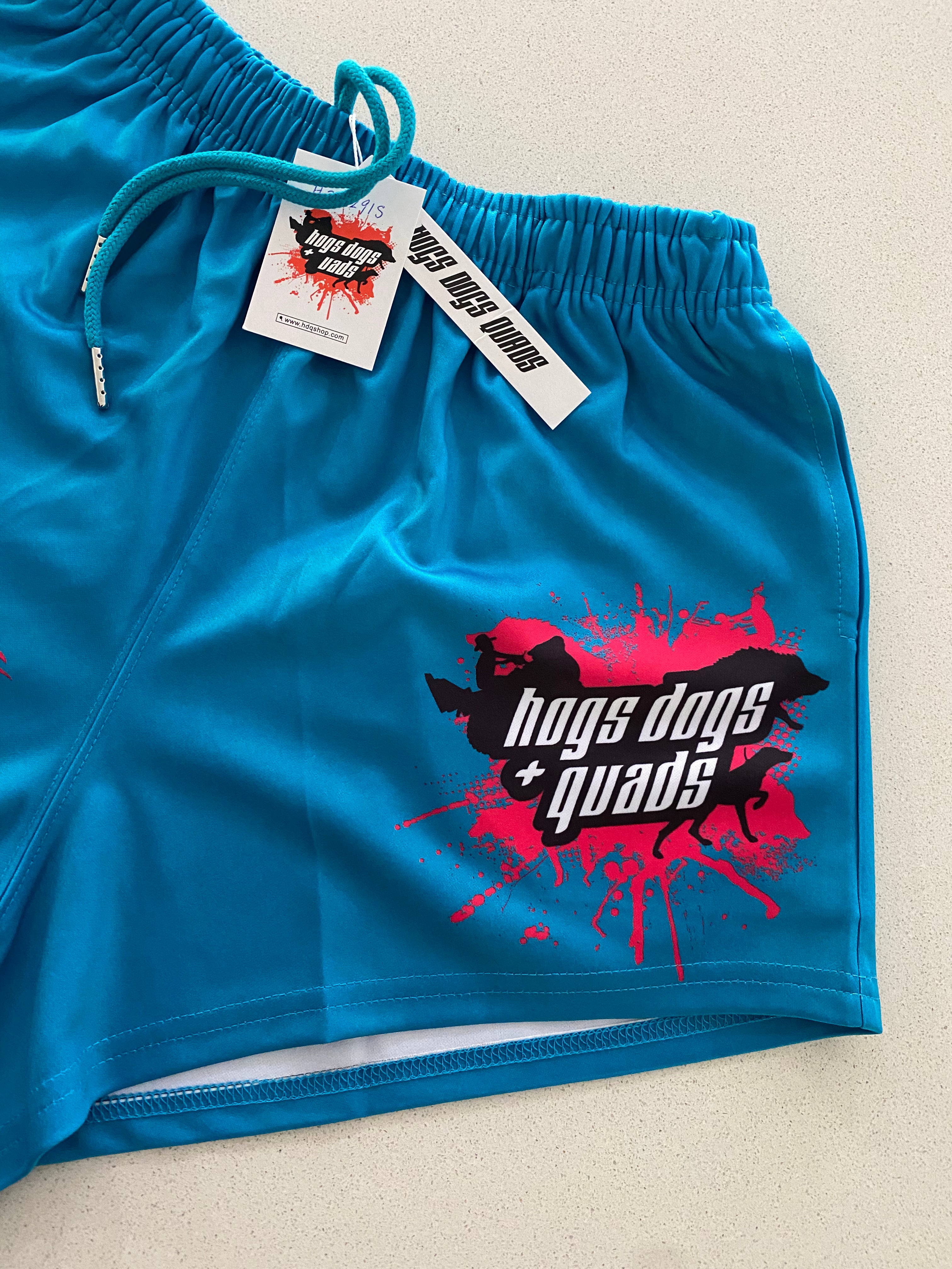 Footy Shorts - Teal - Hogs Dogs Quads Shop