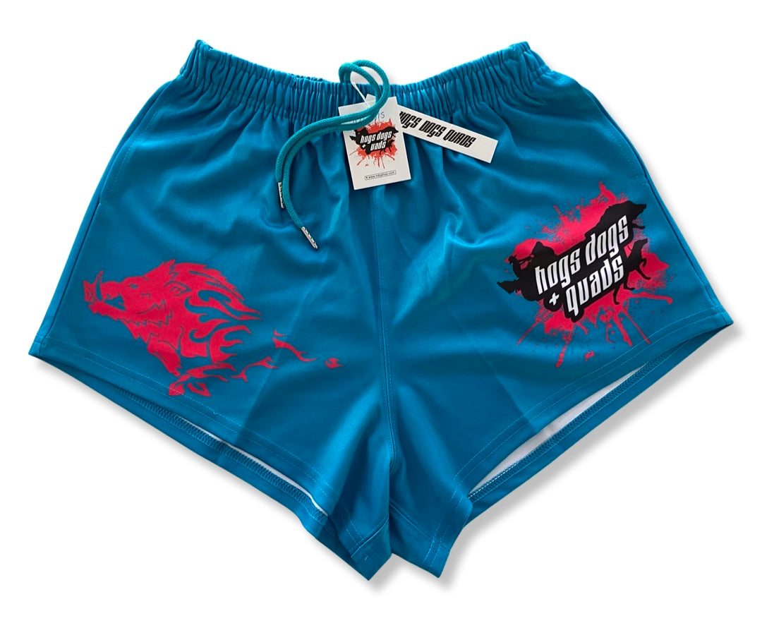 Footy Shorts - Teal - Hogs Dogs Quads Shop